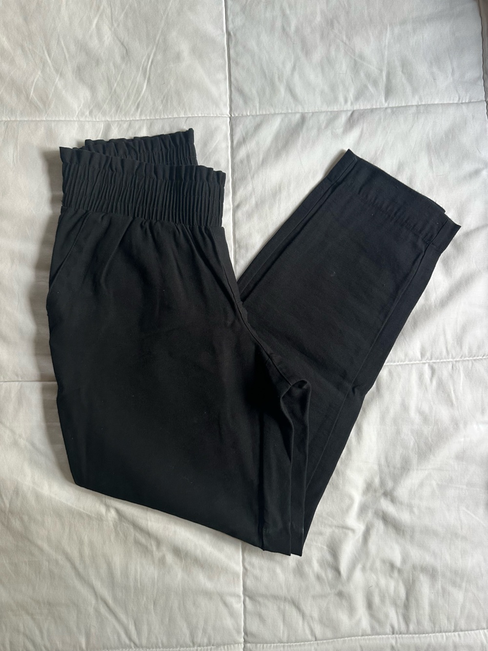 Black Pull-On Linen Pants